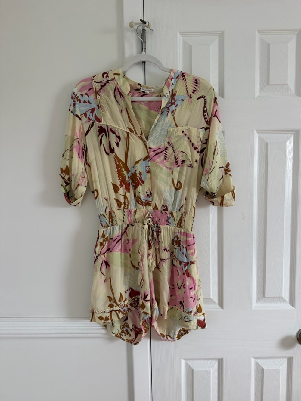 Poupette St Barth Floral Pink Romper Beach Vacation Island Cruise Summer Medium